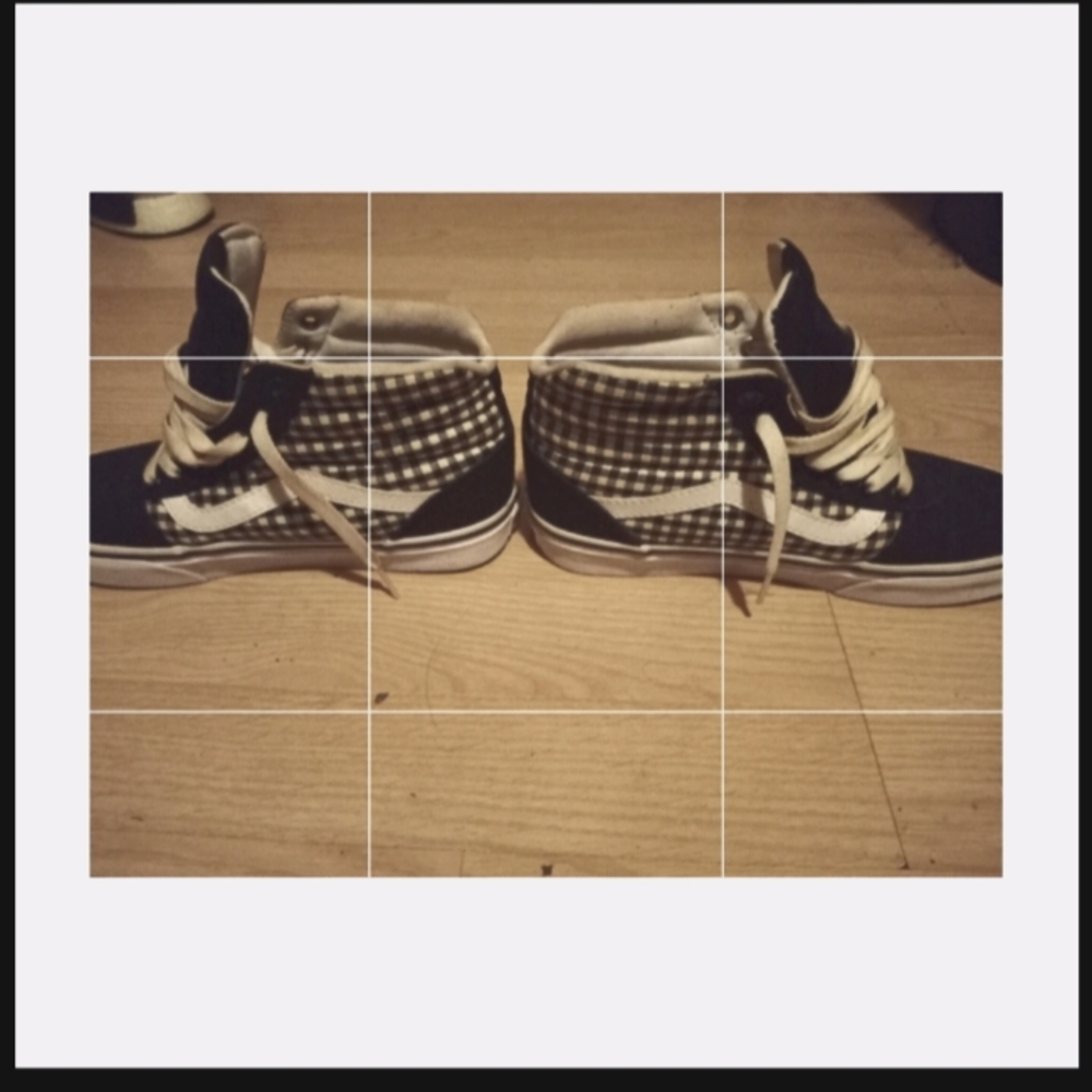 Vans size 6 black and white plaid